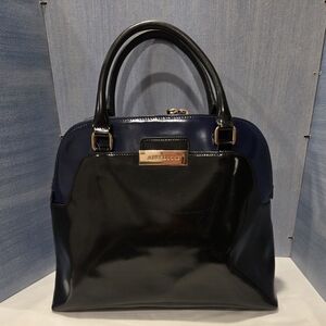 A.Bellucci Genuine Leather Tote Handbag Royal Blue & Black